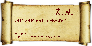Körözsi Ambró névjegykártya